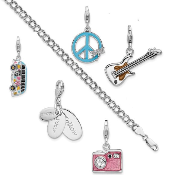 Curated Hippie Free Love Charm Link Bracelet - Picture 1 of 8